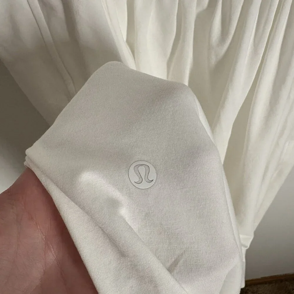 Lululemon Women 6 White Athleisure Stretch Pima Cotton Open-Back Midi Dress NWT